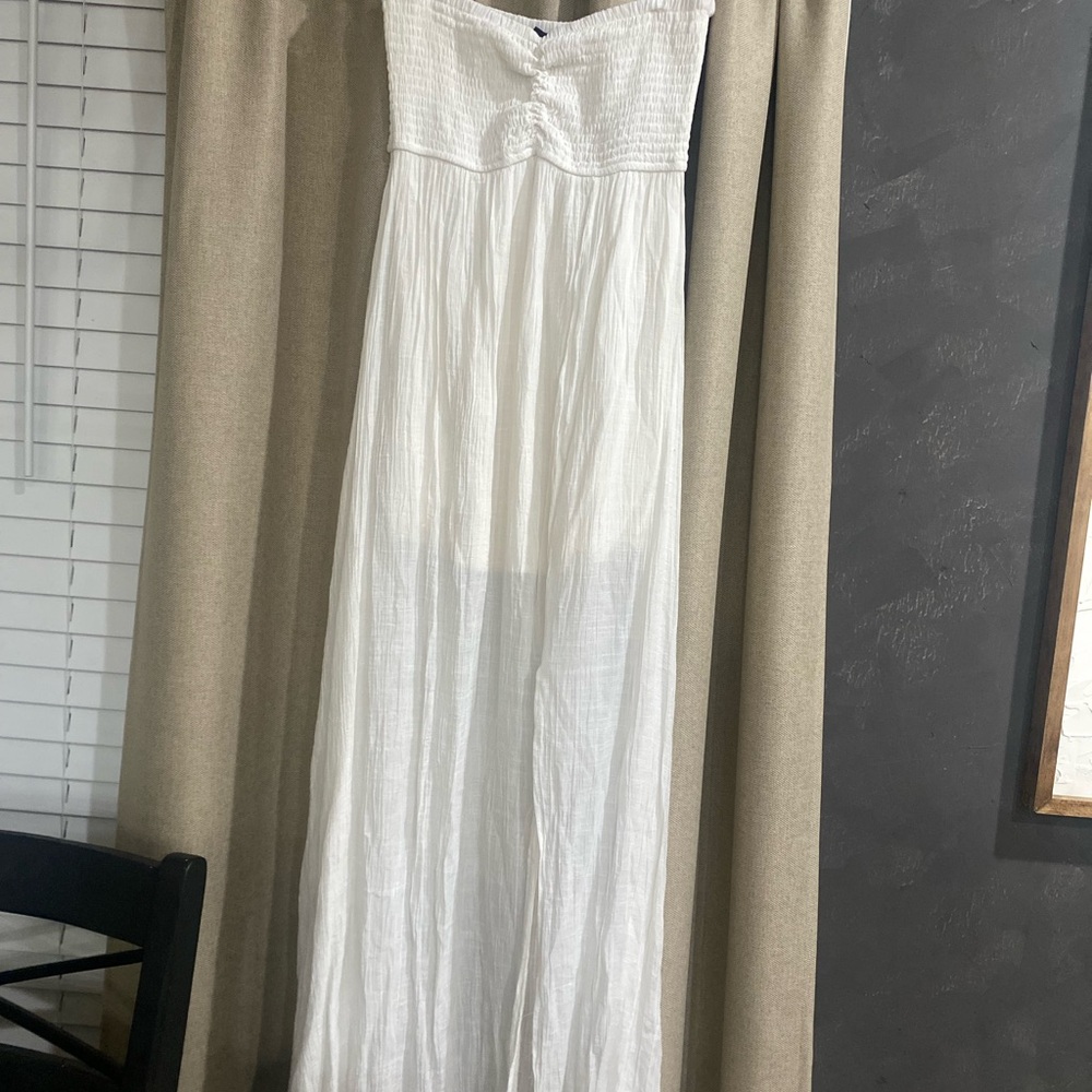 White Strapless Maxi Dress